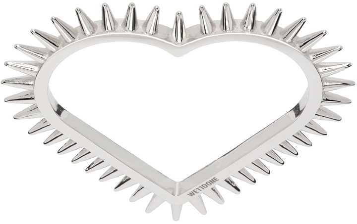 Photo: We11done Silver Spike Heart Double Ring