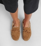 The Row Lucca shearling-trimmed suede boat shoes
