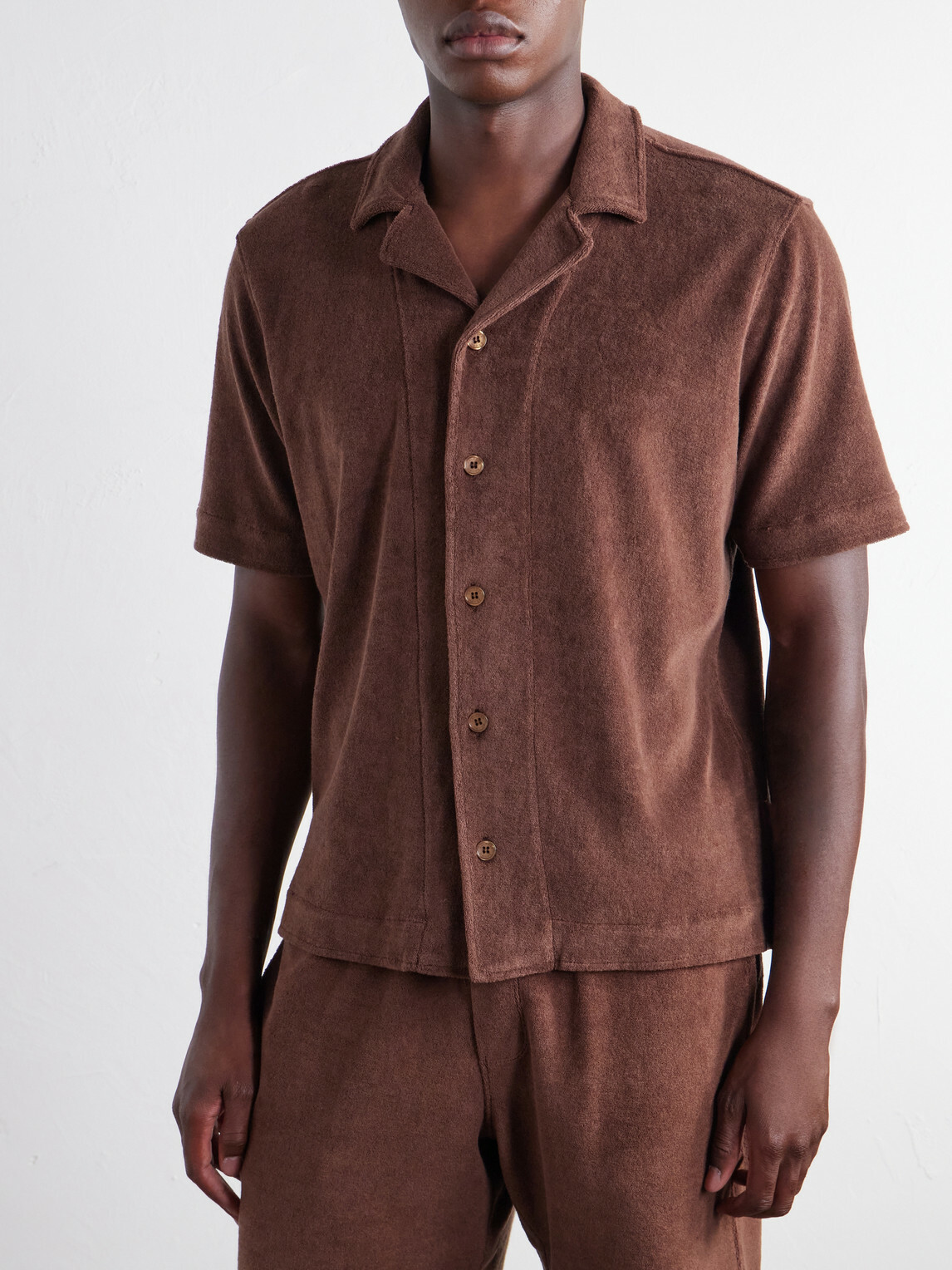 Orlebar Brown - Hawkin Solid Cotton Organic Terry Shirt - Brown