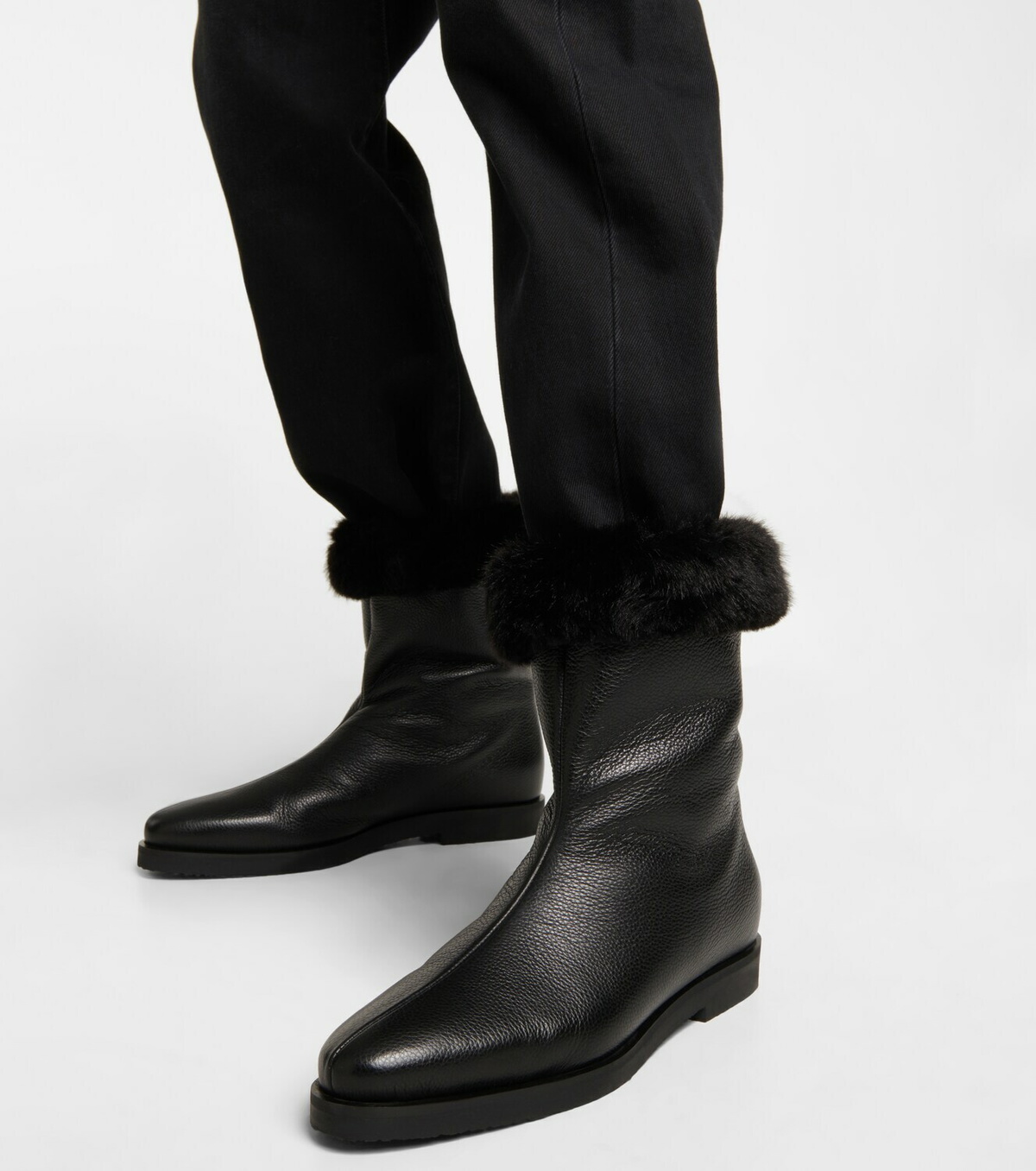 Toteme - Faux fur-lined leather ankle boots