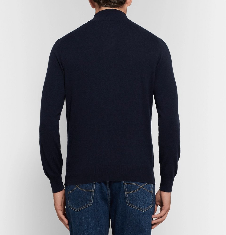 Ermenegildo Zegna - Slim-Fit Nubuck-Trimmed Cashmere Half-Zip