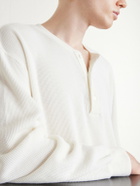 A.PRESSE - Waffle-Knit Cotton and Cashmere-Blend Henley T-Shirt - White