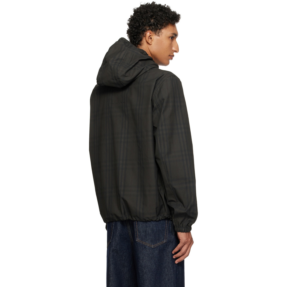Burberry Black Check Cotton Newport Hooded Jacket