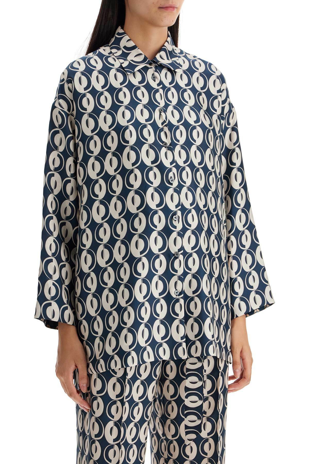 Tシャツ・カットソー S Max Mara TIMES - Reversible printed silk shirt S MAX MARA reversible 'timesh Blue S Max Mara