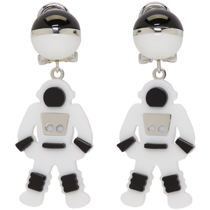 Prada White Pop Rock Astronaut Drop Earrings Prada