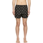 Neil Barrett Black Pattern Swim Shorts