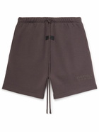 FEAR OF GOD ESSENTIALS - Logo-Appliquéd Wide-Leg Cotton-Blend Jersey Drawstring Shorts - Purple