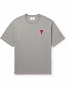 AMI PARIS - Logo-Embroidered Cotton-Jersey T-Shirt - Gray