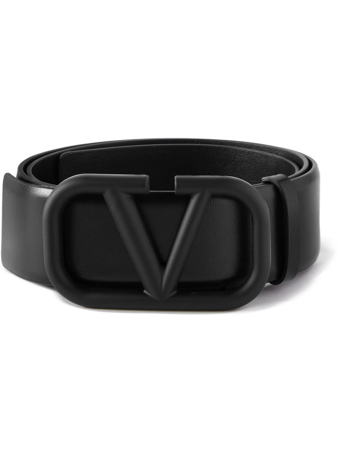 V Logo Leather Trimmed Belt in Brown - Valentino Garavani