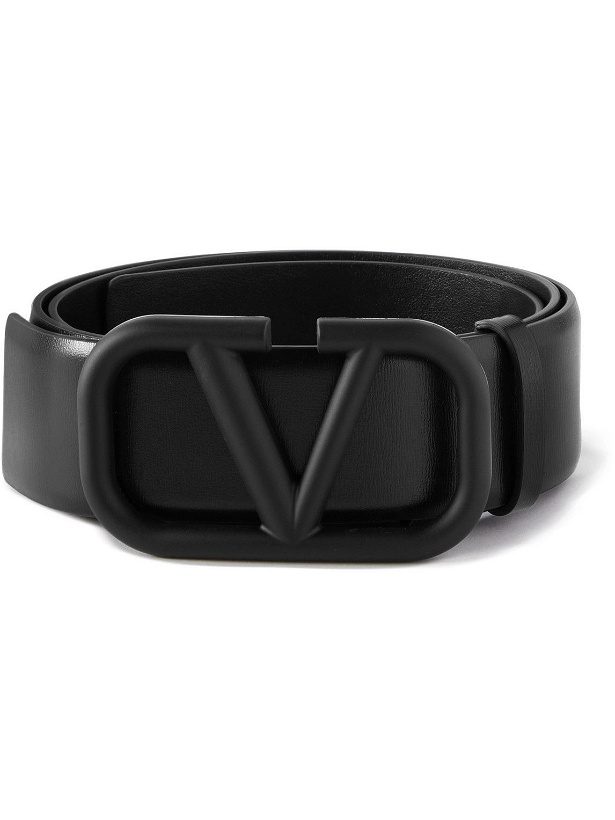 Photo: Valentino - Valentino Garavani 4cm V-Logo Leather Belt - Black