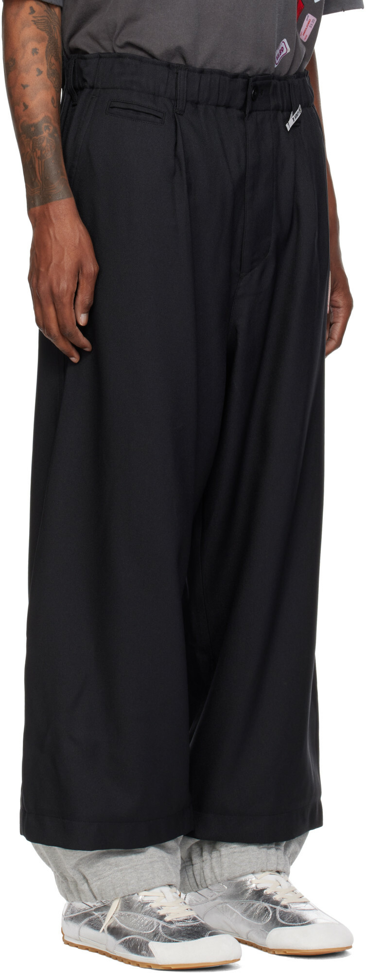 Maison MIHARA YASUHIRO Black Sweat Layered Twill Trousers