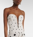 Adriana Degreas Draped polka-dot bustier dress