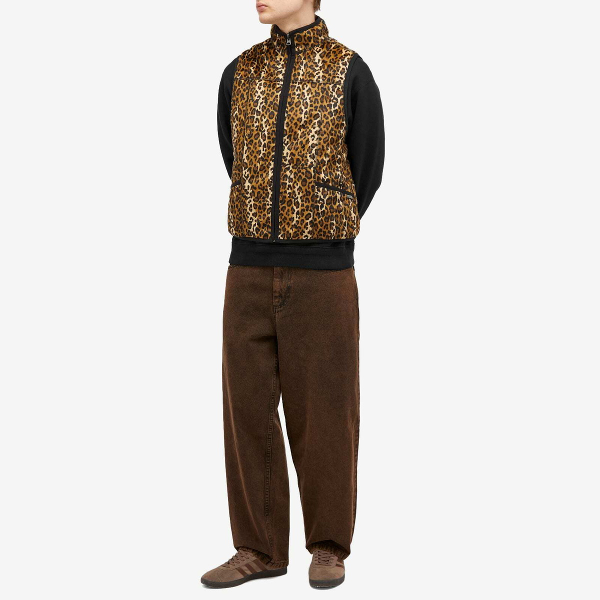 Pleasures Men's Felis Reversible Vest in Black/Leopard