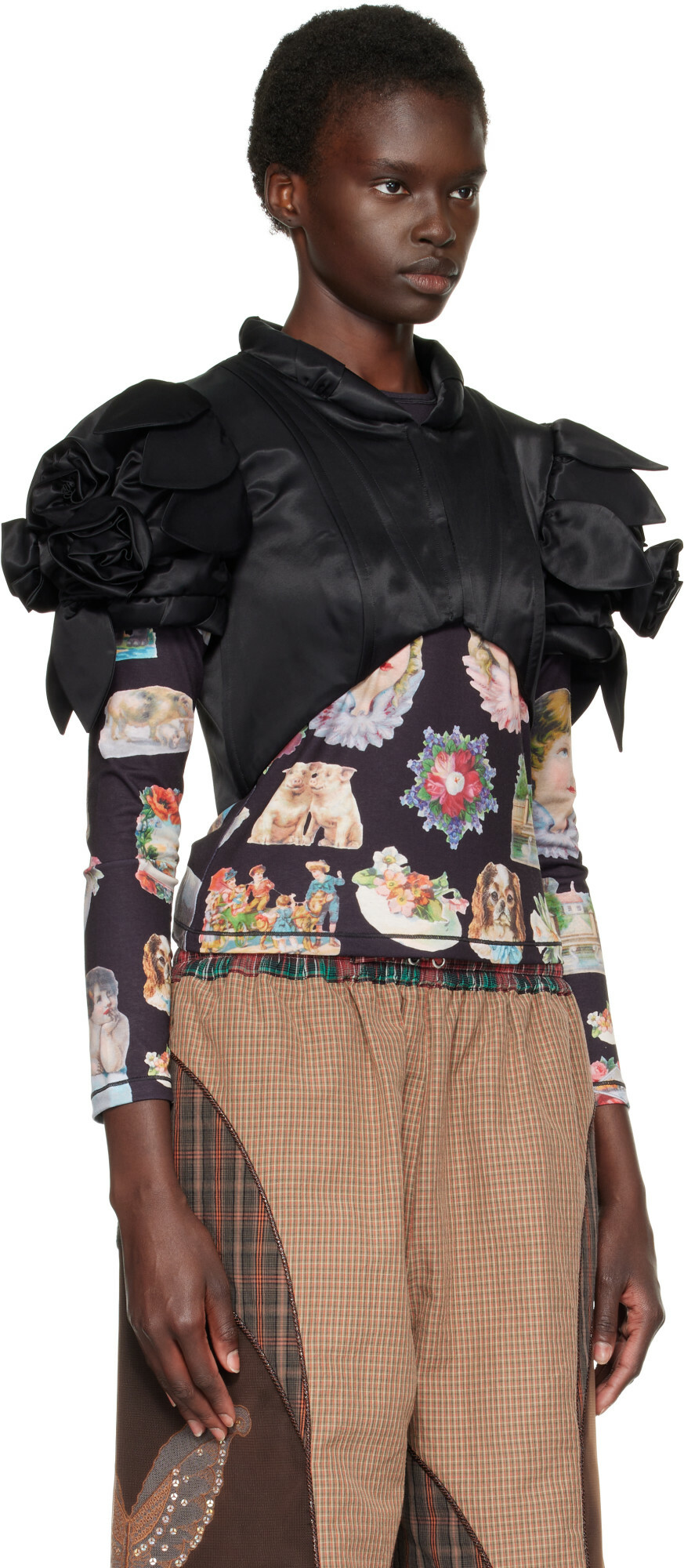 Chopova Lowena Black Rose Shrug Top