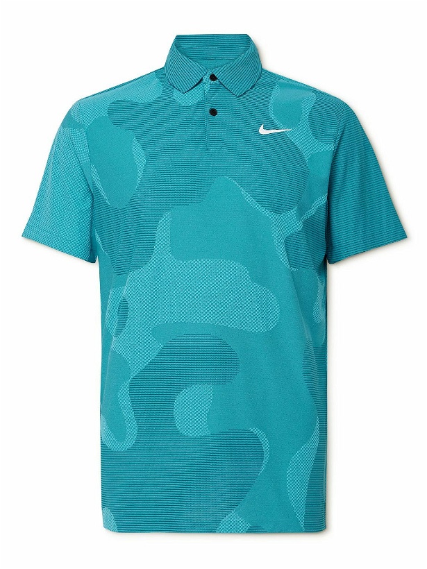 Photo: Nike Golf - Tour Dri-FIT ADV Jacquard Golf Polo Shirt - Blue