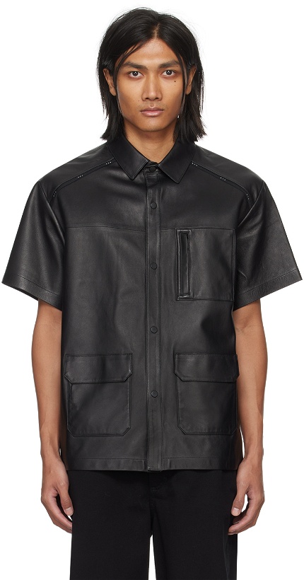 Photo: RTA Black Pocket Leather Shirt