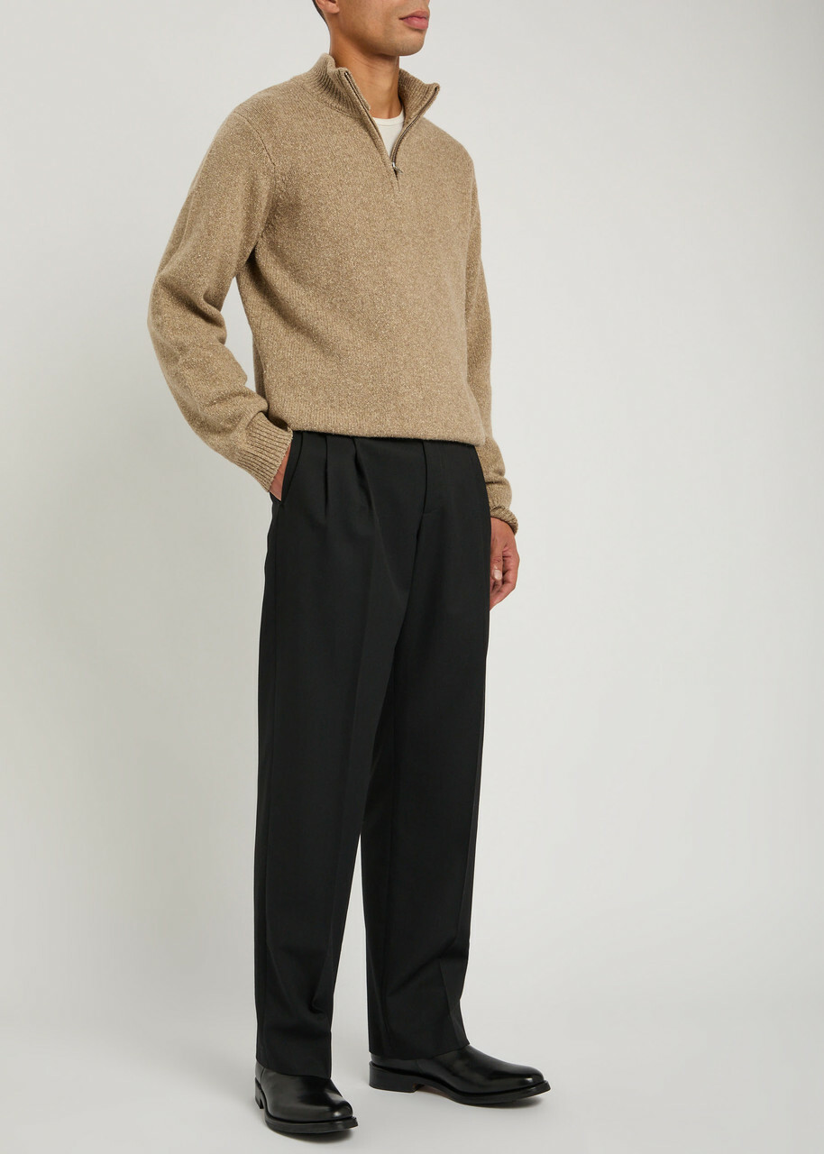 Won Hundred Viaan Half-zip Wool and Silk-blend Jumper Tan