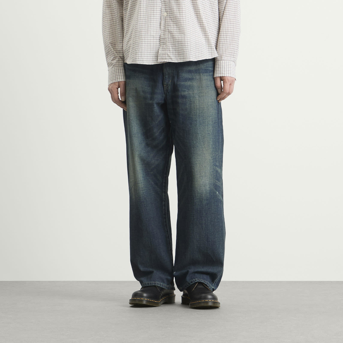Neighborhood Men's Washed Denim DP Wide Jeans in Indigo