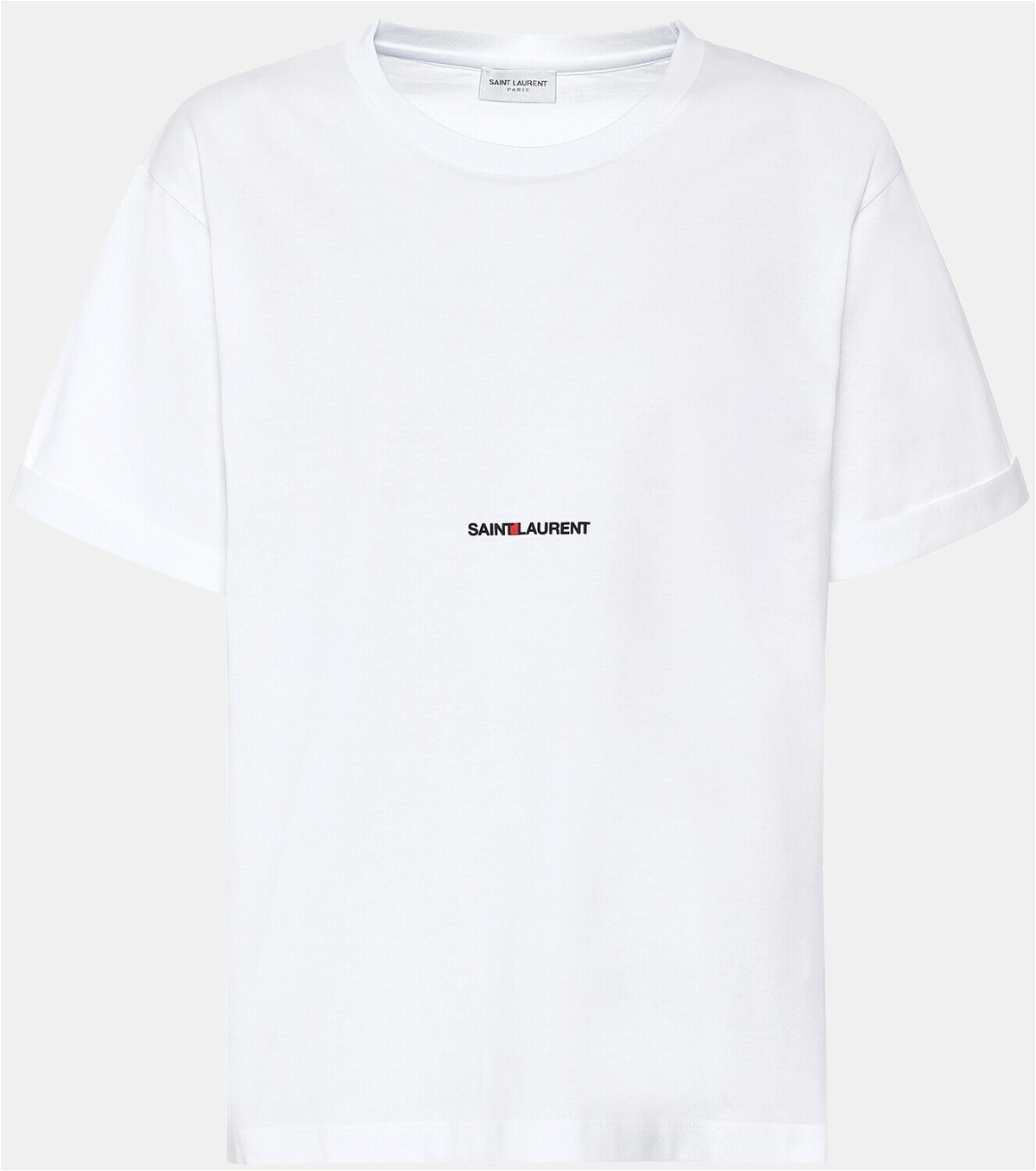Saint Laurent Striped Monogram T-shirt In Black