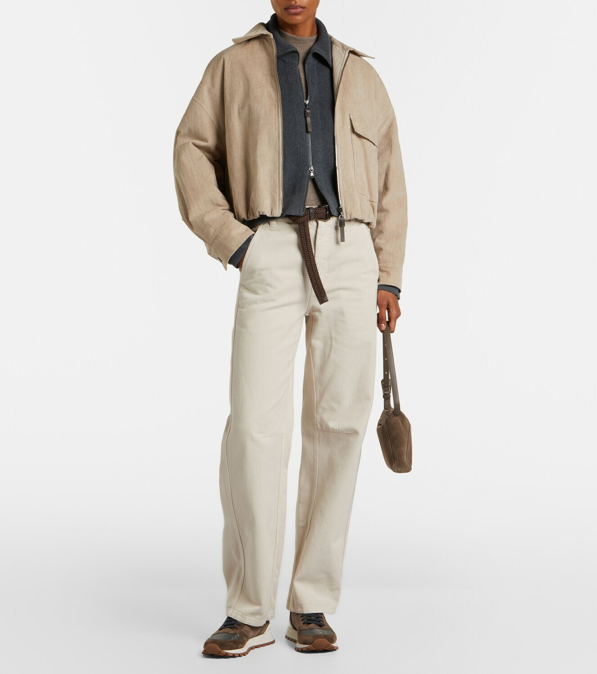 Brunello Cucinelli Monili suede-trimmed sneakers