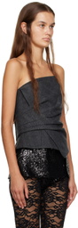 Puppets and Puppets Gray & Black Wrap Camisole