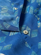 Blue Blue Japan - Convertible-Collar Printed Voile Shirt - Blue