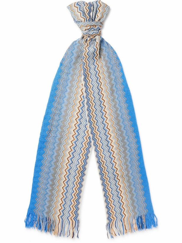 Photo: Missoni - Fringed Striped Crochet-Knit Scarf