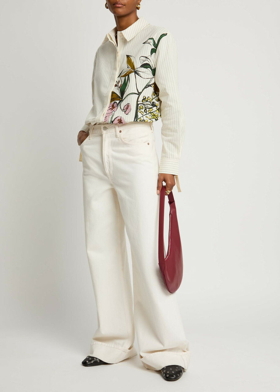 Stine Goya Striped Printed Cotton Shirt Cream