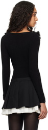 SHUSHU/TONG Black Neck-Embellished Knitwear Bodysuit