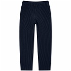 Homme Plissé Issey Miyake Men's Pleated Straight Leg Trousers in Navy