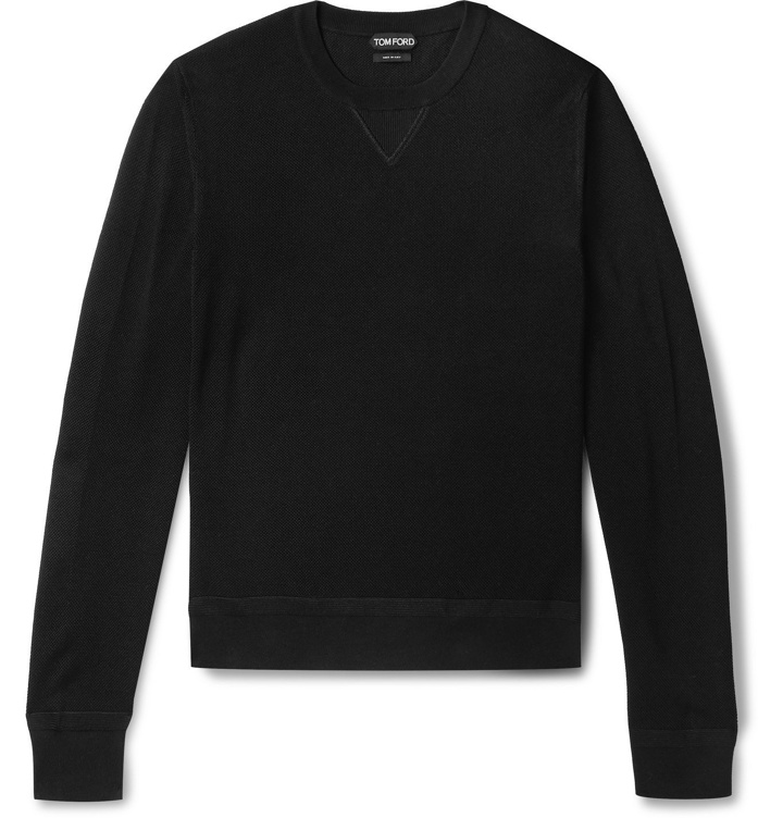 Photo: TOM FORD - Slim-Fit Cotton-Blend Piqué Sweater - Black