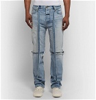 Fear of God - Belted Distressed Selvedge Denim Jeans - Light denim