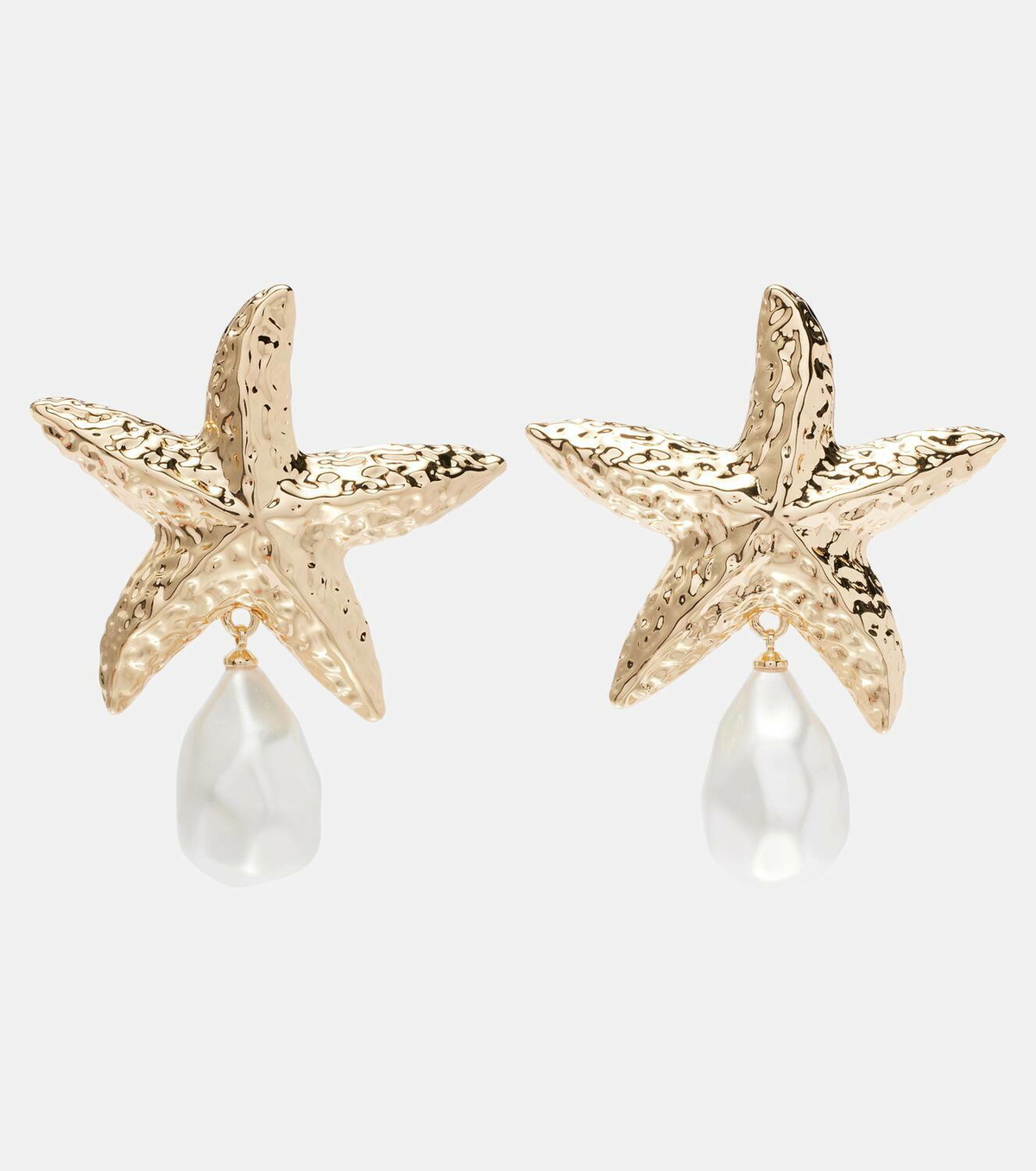 Self-Portrait Faux pearl-embellished gold-plated earrings