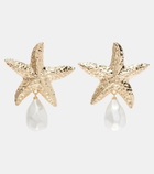 Self-Portrait Faux pearl-embellished gold-plated earrings