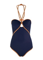 Johanna Ortiz Salt and Saddle Halterneck Swimsuit Navy