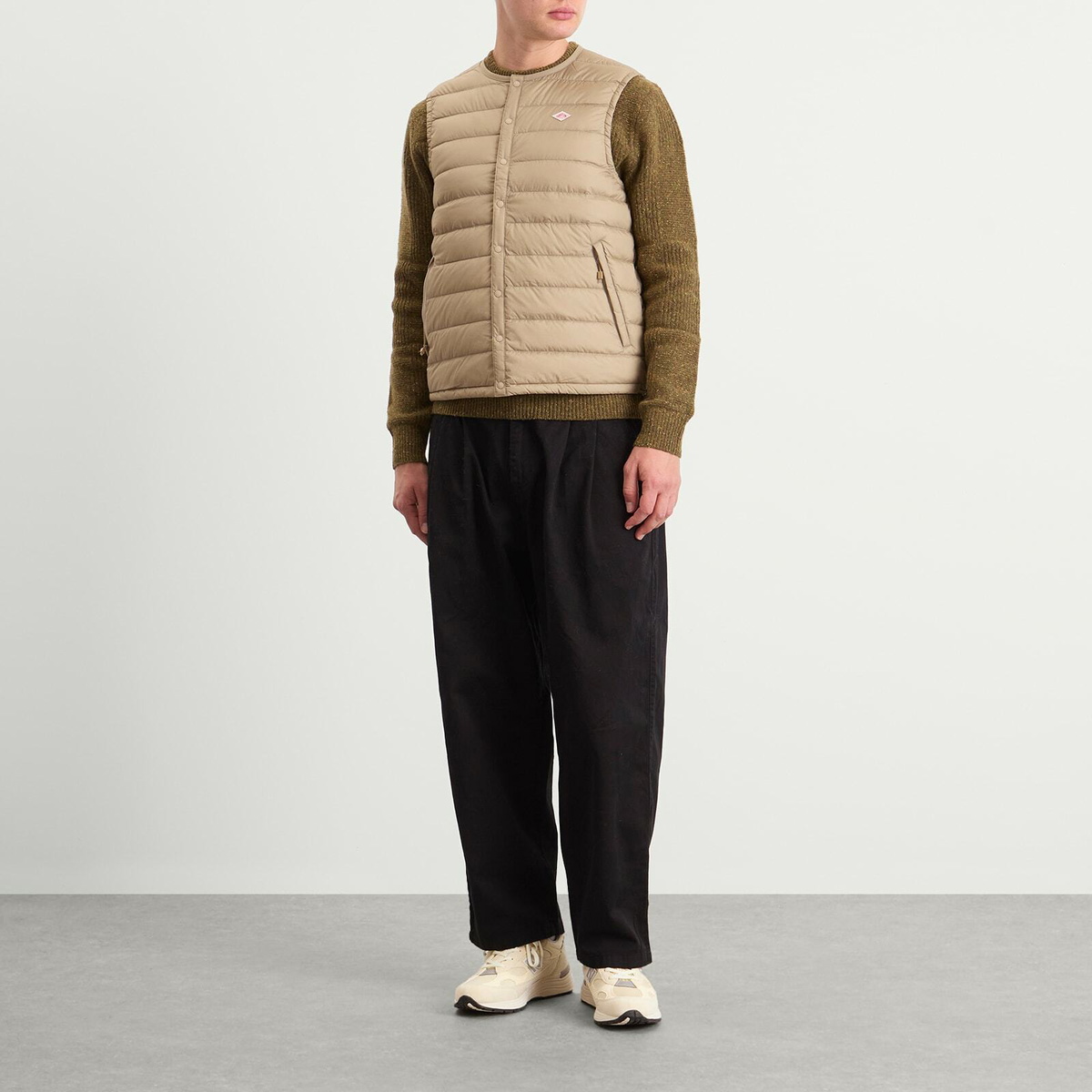 Danton Men's Inner Down Crewneck Vest in Sand Beige
