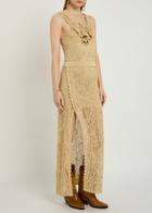 Isabel Marant Ornella Bead-embellished Crochet Maxi Dress Camel