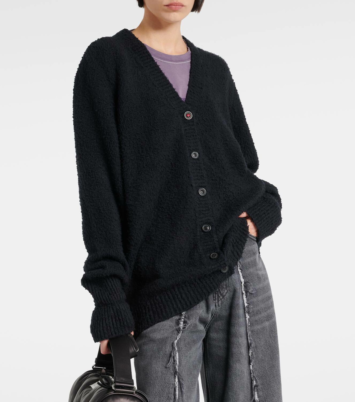 MAISON MARTIN MARGIELA Size S Black Cotton / Modal Cardigan