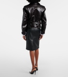 Saint Laurent Belted leather pencil skirt