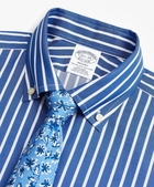 Brooks Brothers Men's Regent Regular-Fit Dress Shirt, Non-Iron Bengal Stripe | Blue