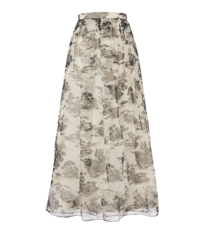 Photo: Max Mara Elegante Sabbia printed silk organza maxi skirt