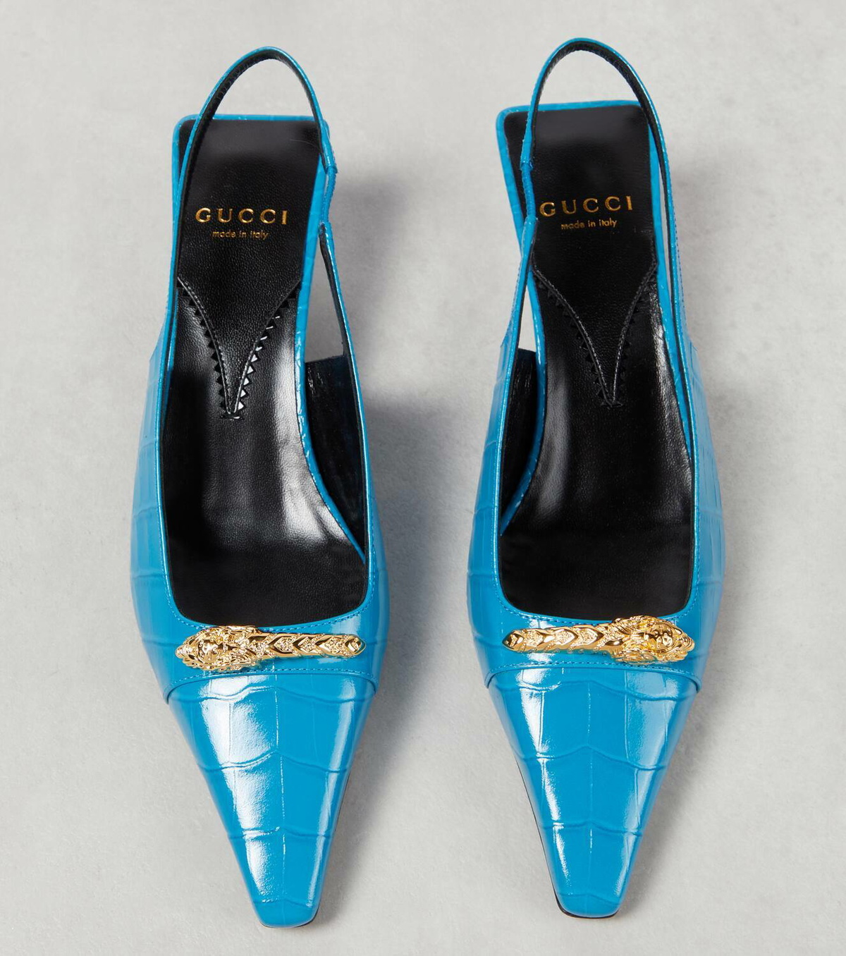 Gucci Croc-effect leather slingback pumps Gucci