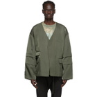 JERIH Khaki No Collar Jacket