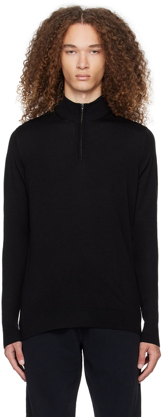 Photo: Sunspel Black Half-Zip Sweater