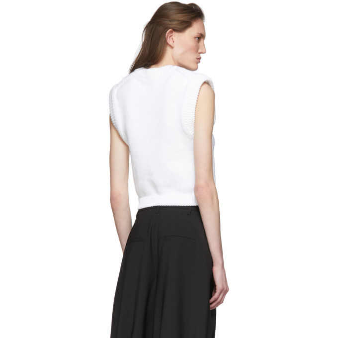 Tibi White Tube Yarn Sleeveless Sweater
