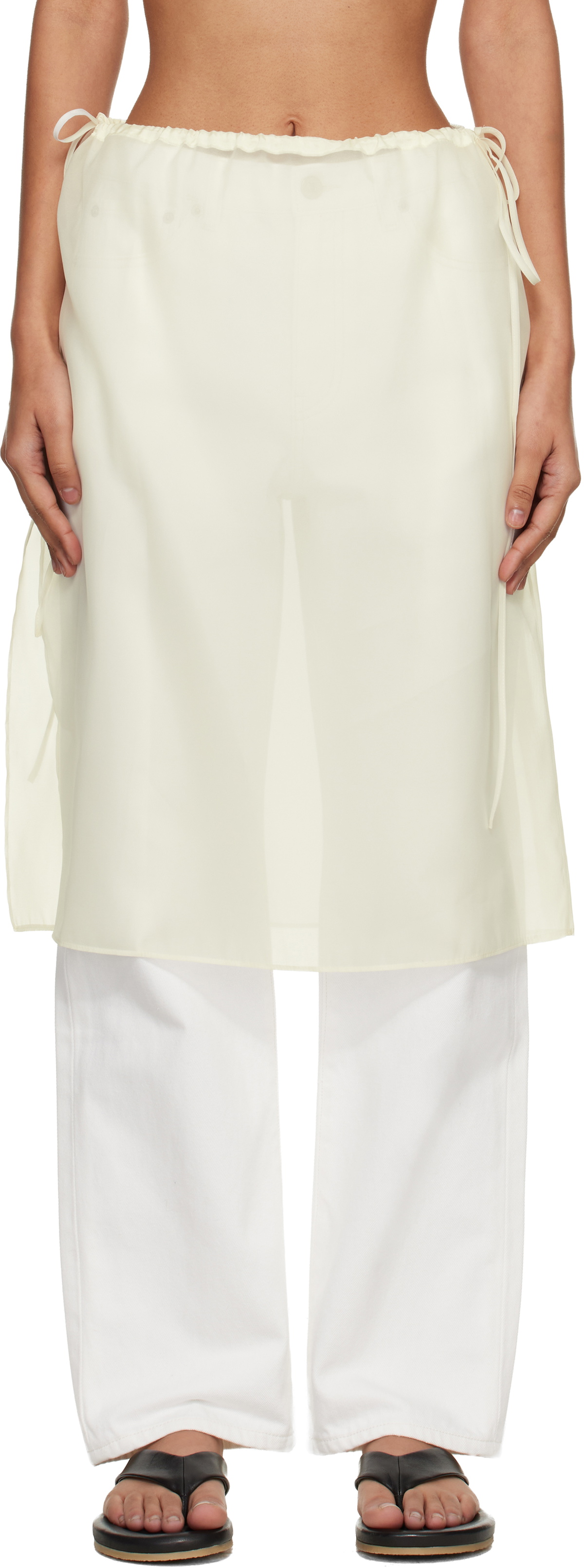 Dunst Off-White See-Through Layering Midi Skirt