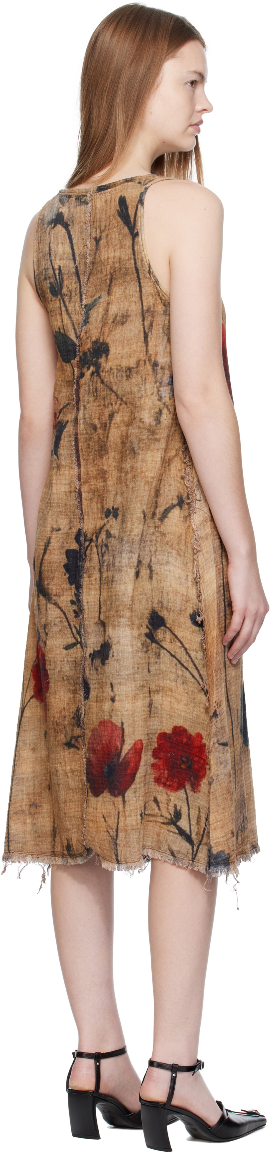 R13 Brown Reversible Tank Midi Dress