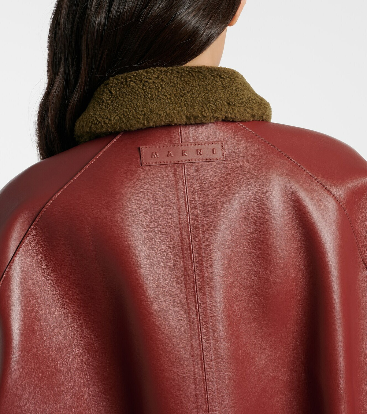 Marni Shearling-trimmed leather blouson jacket