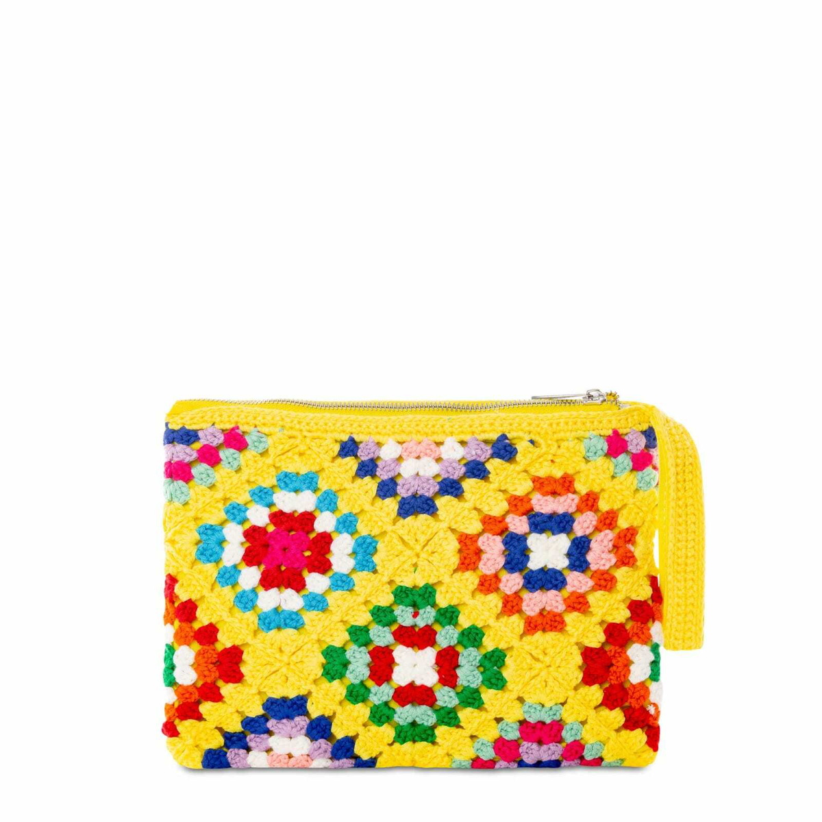 MC2 Saint Barth Parisienne Yellow Crochet Pouch Bag With Saint Barth Embroidery