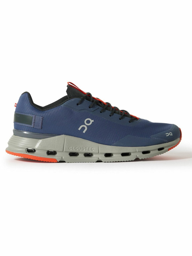 Photo: ON - Cloudnova Form Rubber-Trimmed Mesh Running Sneakers - Blue